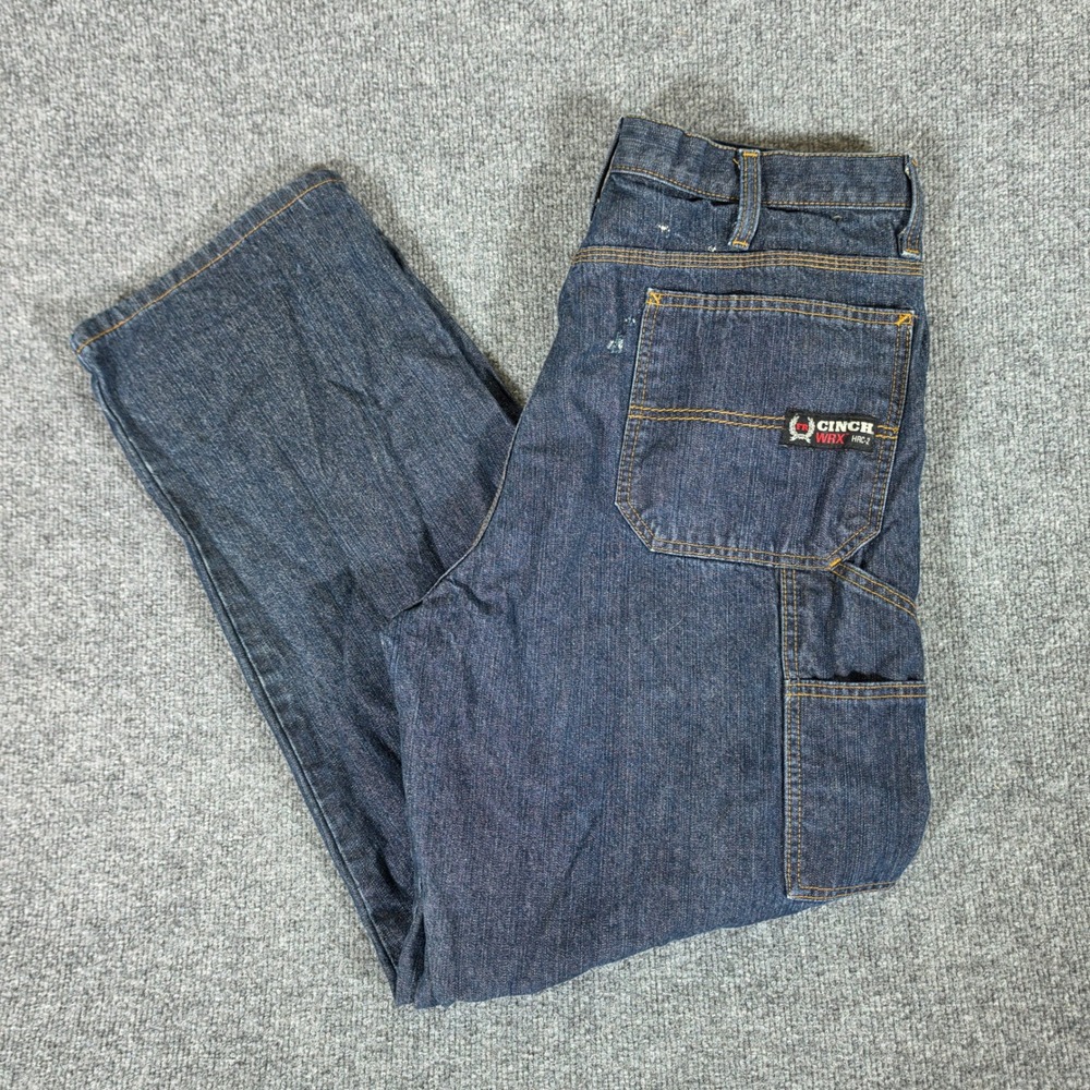 Cinch WRX HRC-2 Mens FR Flame Resistant Carpenter Jeans Blue Tag 36x32 Act 32x31